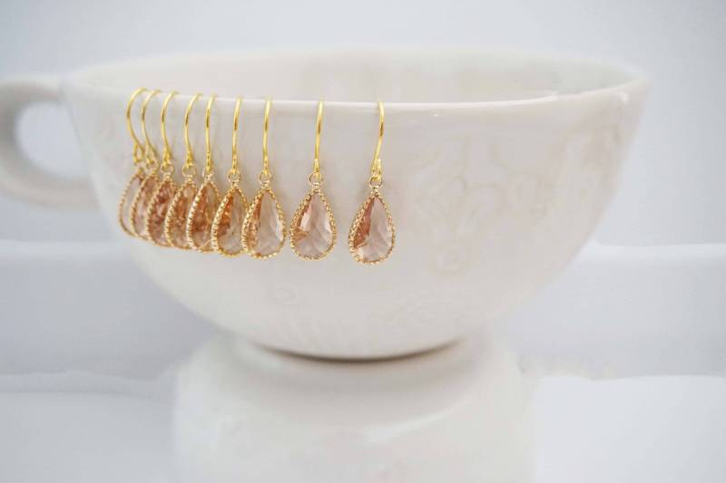 Zierliche Champagner Teardrop Edelstein Ohrringe | Brautjungfer Hochzeitsschmuck Echpg7, Echps7 von thegemco