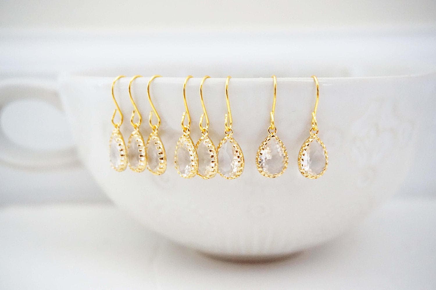 Zierliche Kristalledelstein Teardrop Ohrringe | Brautjungfer Hochzeitsschmuck Ekg2, Ecs2 von thegemco