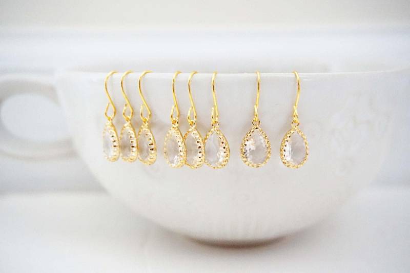 Zierliche Kristalledelstein Teardrop Ohrringe | Brautjungfer Hochzeitsschmuck Ekg2, Ecs2 von thegemco