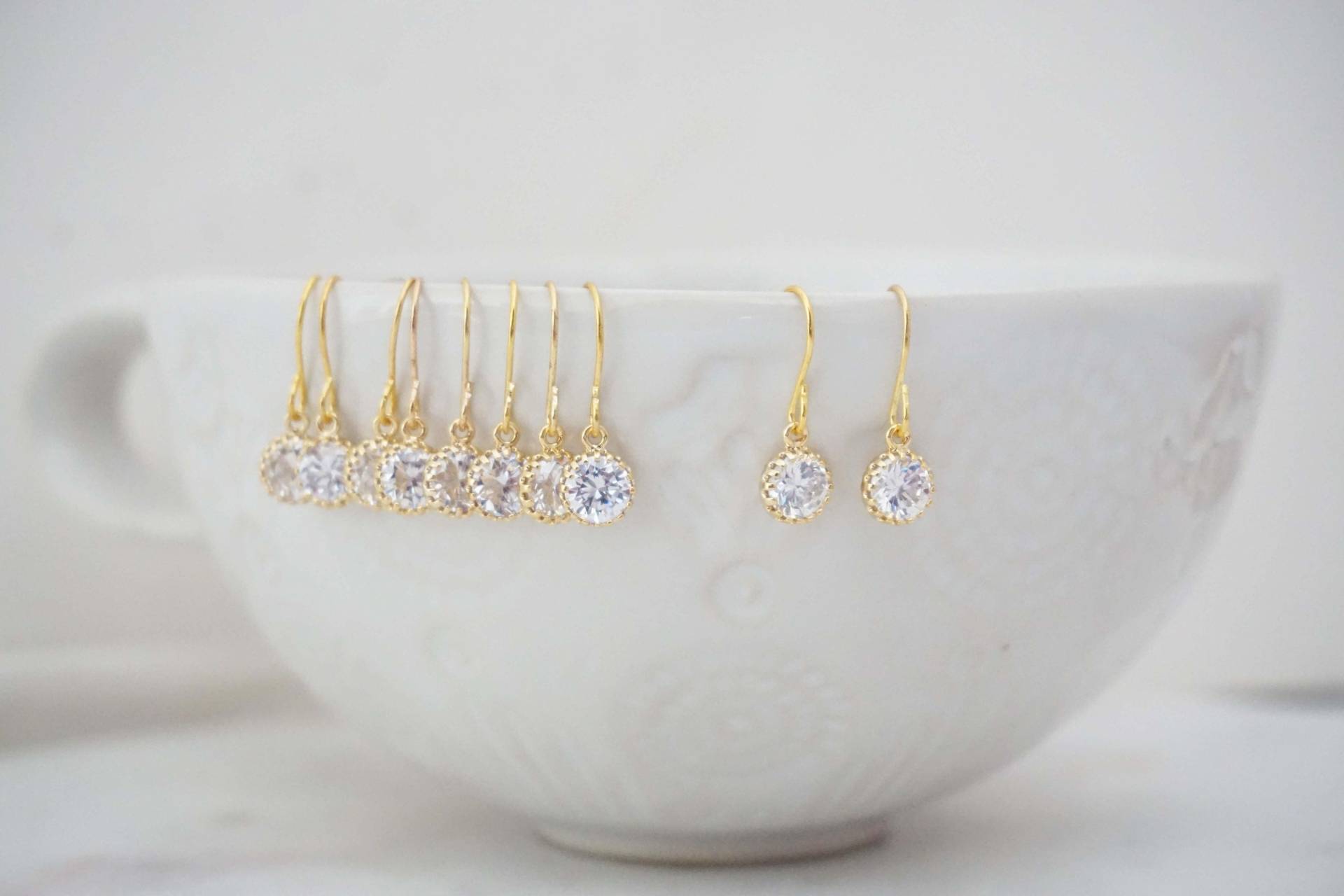 Zierliche Mini Kristall Edelstein Ohrringe | Brautjungfer Hochzeitsschmuck Ecg4, Ecs4 von thegemco