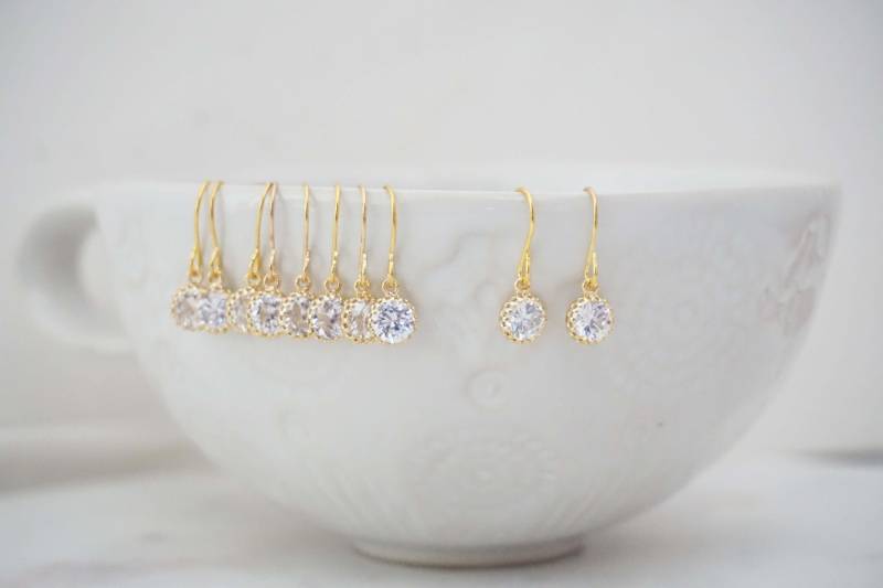 Zierliche Mini Kristall Edelstein Ohrringe | Brautjungfer Hochzeitsschmuck Ecg4, Ecs4 von thegemco