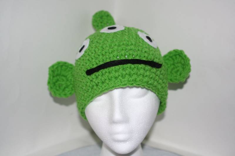 Gehäkelte Alien Mütze Handgemachte Lindgrüne 3-Augen Wintermütze von theheadsaid