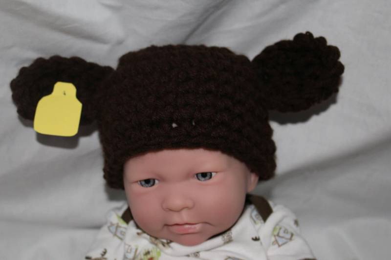 Gehäkelte Kuh-Mütze Handgefertigte Neugeborenen Fotorequisite von theheadsaid