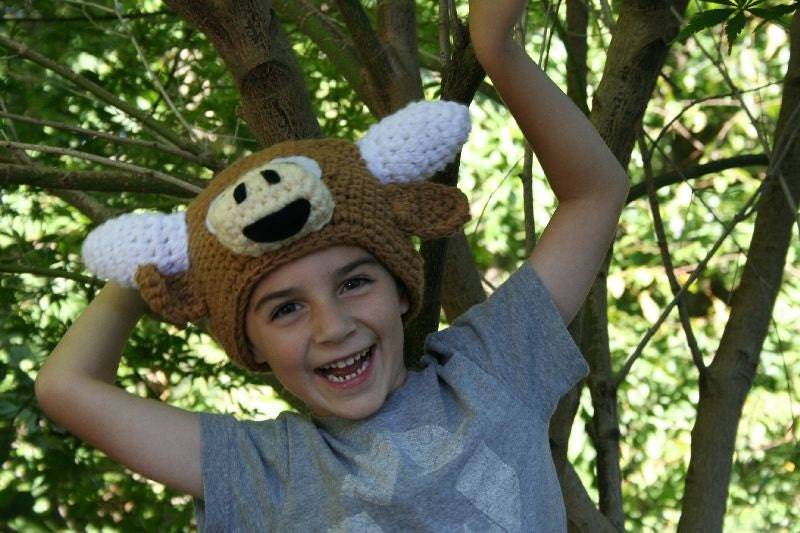 Gehäkelte Longhorn-Mütze Handgemachte Ochsenmütze, Texas Fan Geschenk von theheadsaid