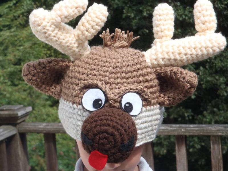 Gehäkelte Rentier-Mütze Handgemachte Wintermütze Für Teenager Und Erwachsene von theheadsaid