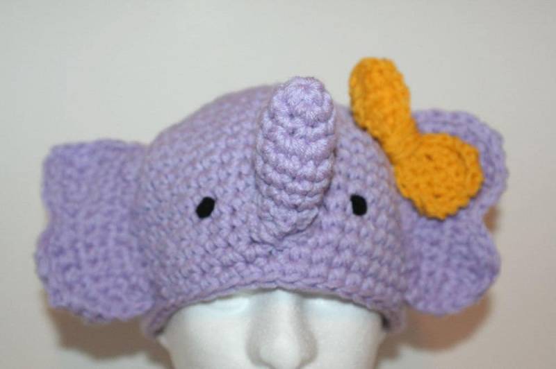 Handgefertigte Gehäkelte Elefantenmütze Lila Erdnuss Charakter von theheadsaid