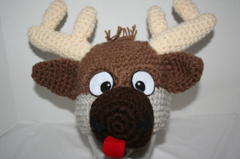 Handgehäkelte Rentier-Mütze Einzigartige Winter Charakter Mütze von theheadsaid