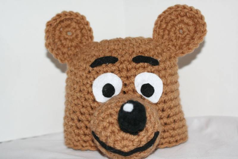 Handgemacht Häkelmütze Für Braunbär-Halloween-Kostüm von theheadsaid