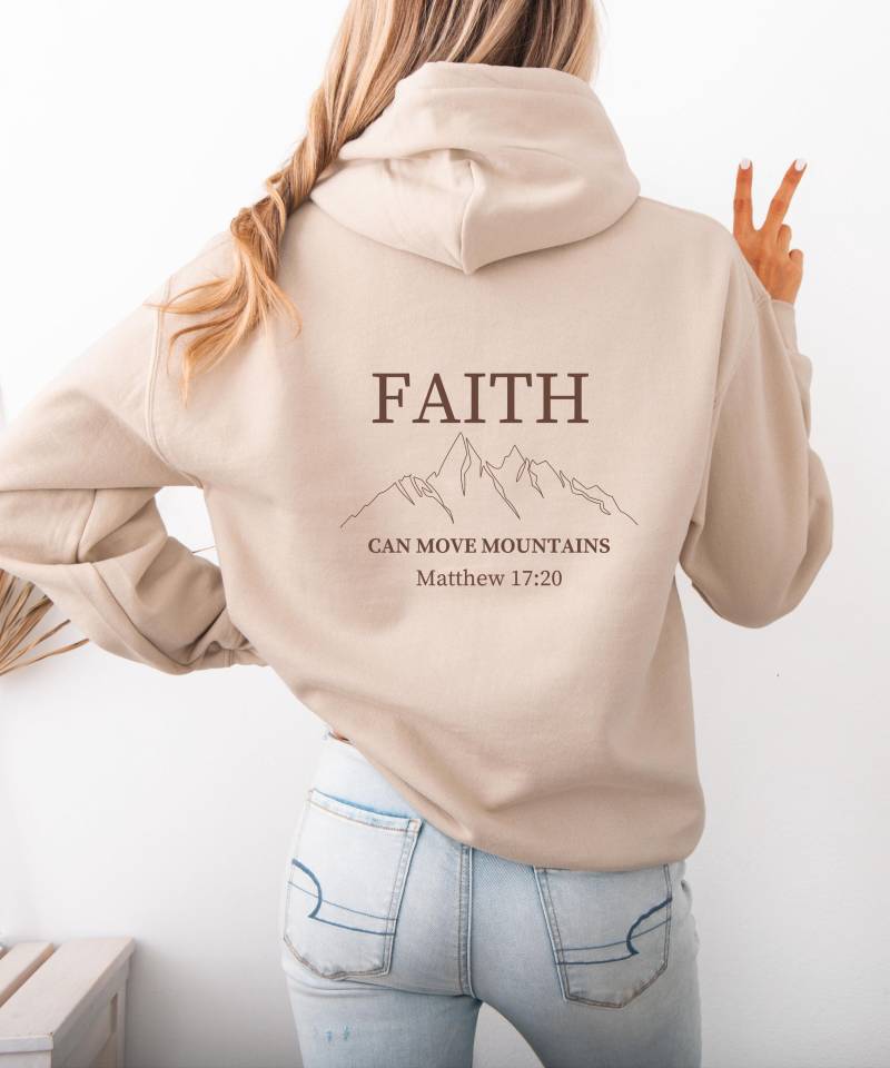Christlicher Hoodie, Kapuzenpullover Glaube, Bibel Vers Jesus, Beige, Braun, Psalm von thehopefulwomen
