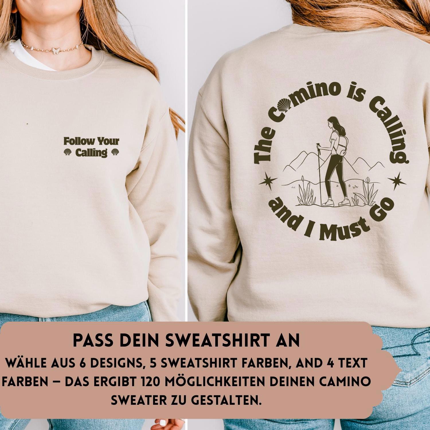 Der Camino Ruft Pullover - „Follow Your Calling" Inspirational Pilgerzug Hoodie 120 Design-Optionen von theinnerwayhome