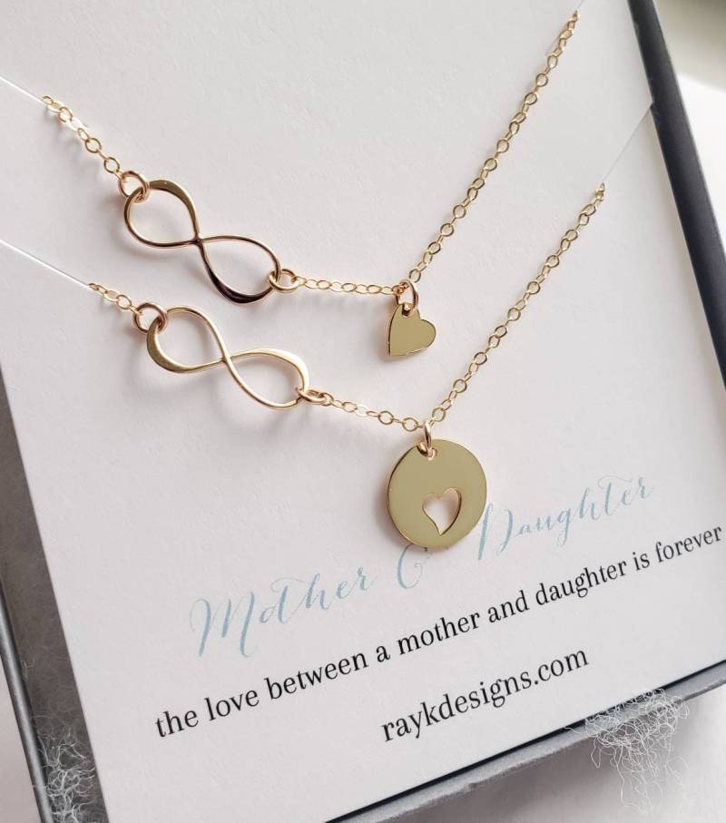 Adoptionsgeschenk, Herz Unendlichkeit Halskette, Stiefmutter Mutter Tochter Schmuck Set, Kleben, Geburtsmama von thejewelrybar