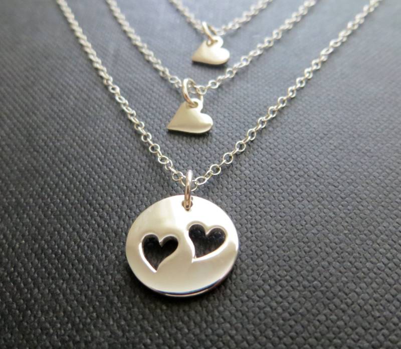 Mutter Tochter Schmuck, 2 Töchter Halskette, Ss Zarte Herz Von Zwei Töchtern Geschenk, Mama von thejewelrybar