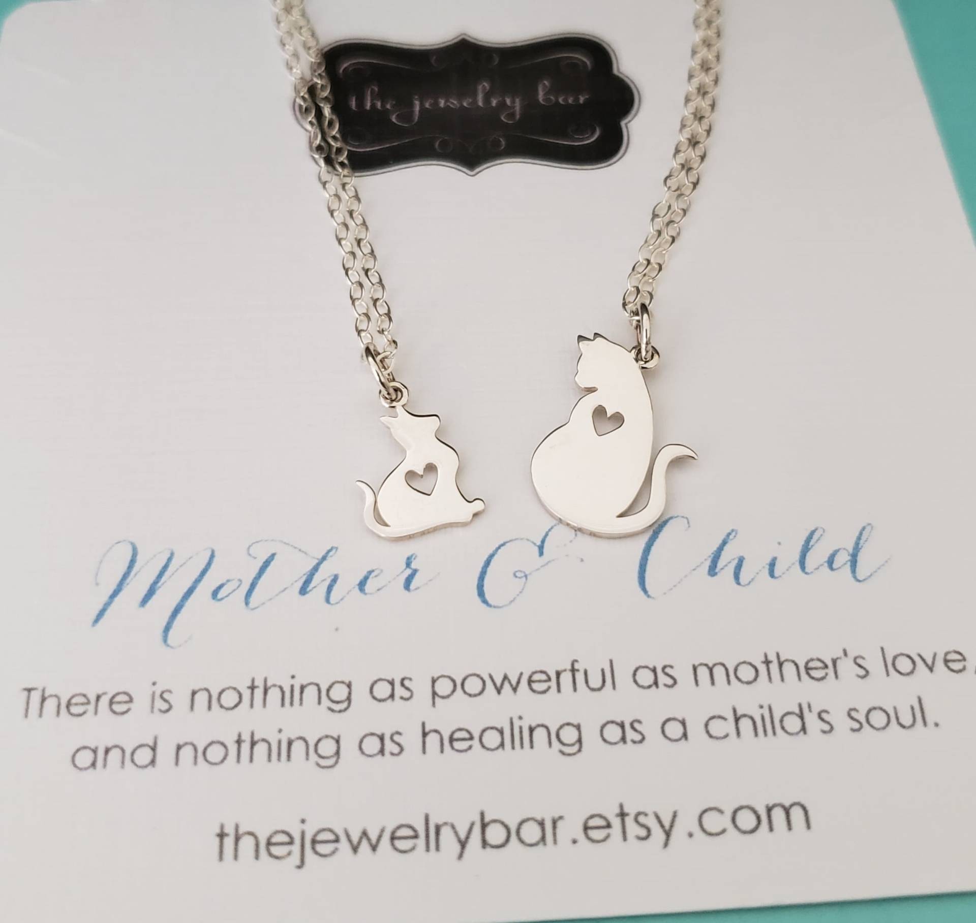 Mutter Tochter Schmuck, Mama Und Baby Katze Halskette, Kind Geschenk Set, Ich Zurück in Die Schule Für von thejewelrybar