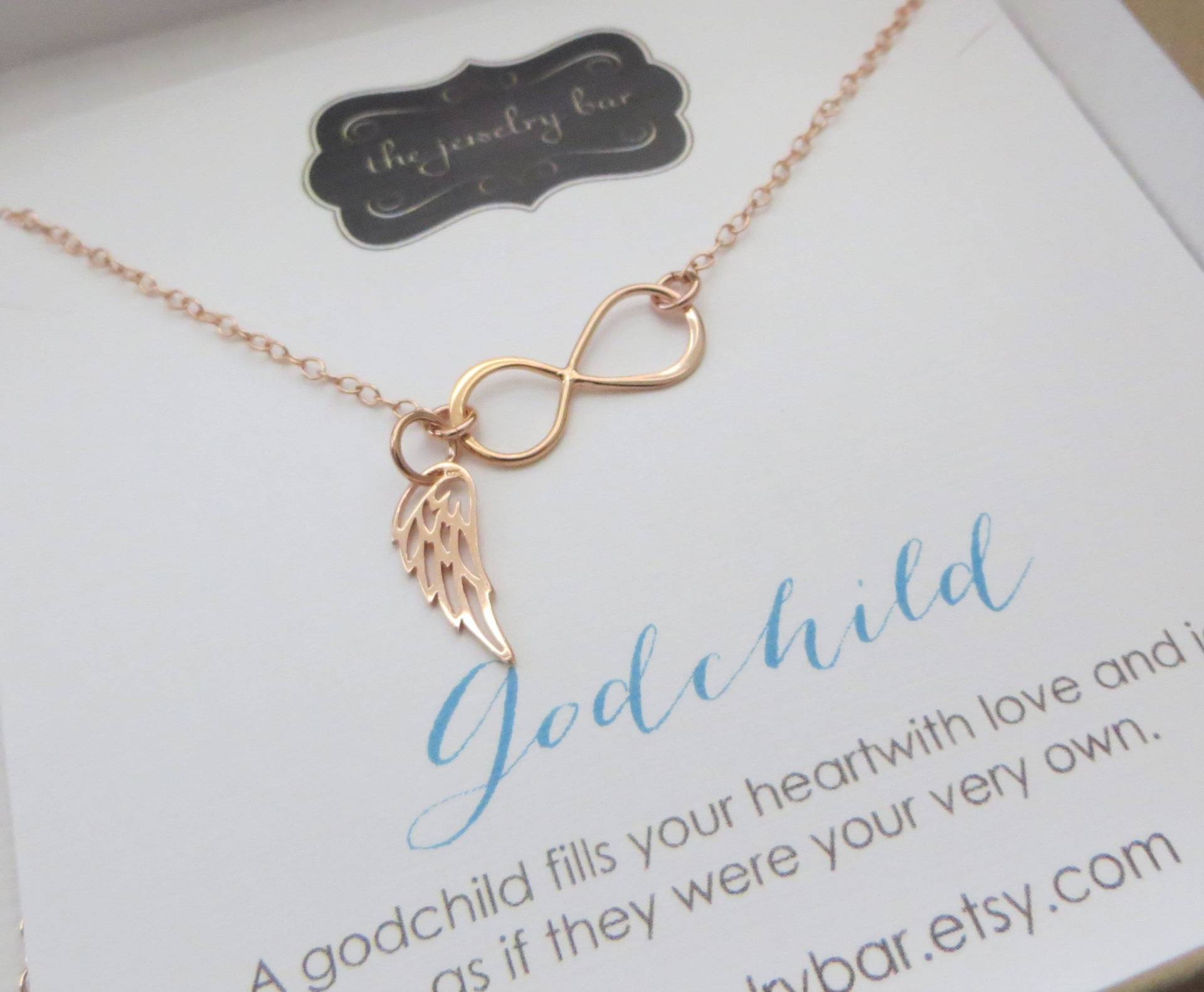 Patenkind Geschenk, Engelsflügel Infinity Kette, Rosegold, Geburtstagsgeschenk Von Patin von thejewelrybar