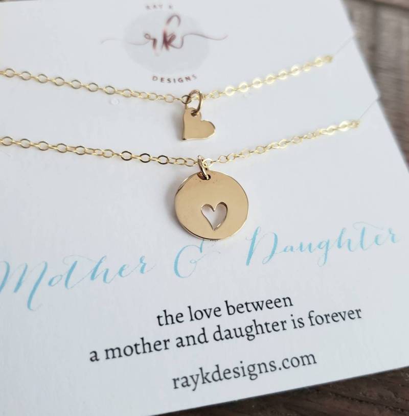 Sale Mutter Tochter Halskette Set , Zwei Goldene Herz Muttertag Muttertagsgeschenk Schmuckset Mama Erschwinglich Geburtstagsgeschenk, Danke von thejewelrybar