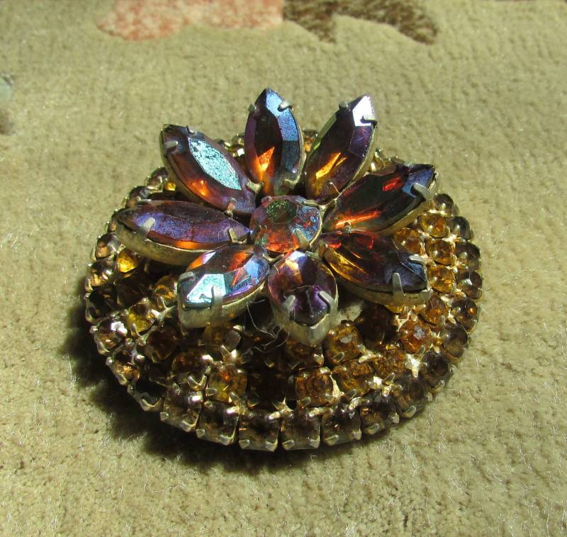 Laurie Stunnung Lila Ab Und Topas Strass Brosche Unsigniert Schönheit von thelauriecollection