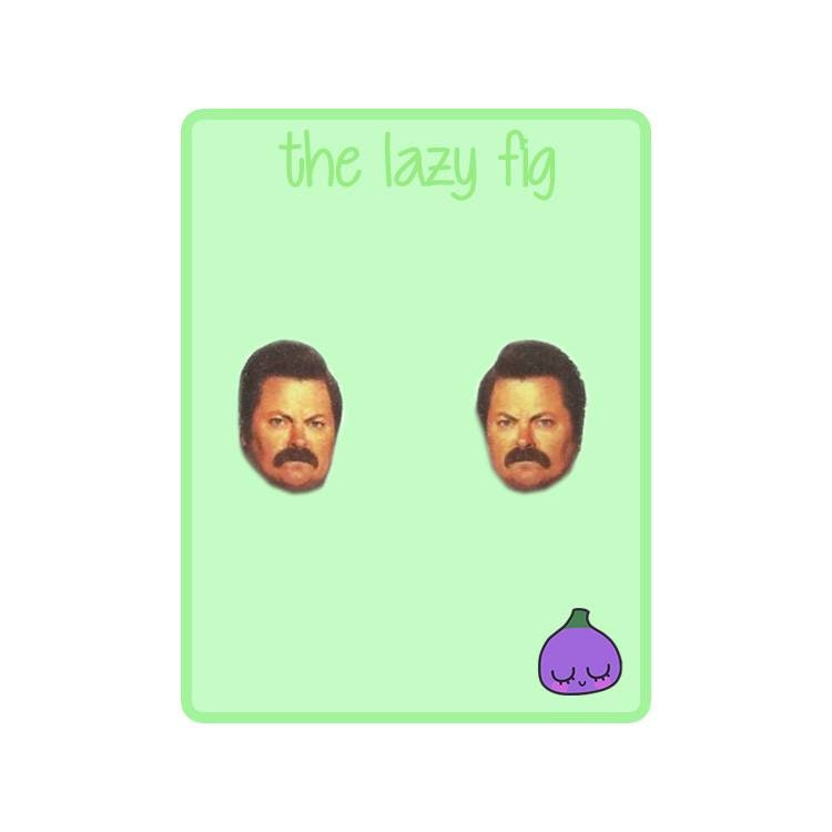 Ron Swanson Ohrringe Nick Offette, Parks & Recreation, Titanium Ohrstecker Oder Anhänger von thelazyfig