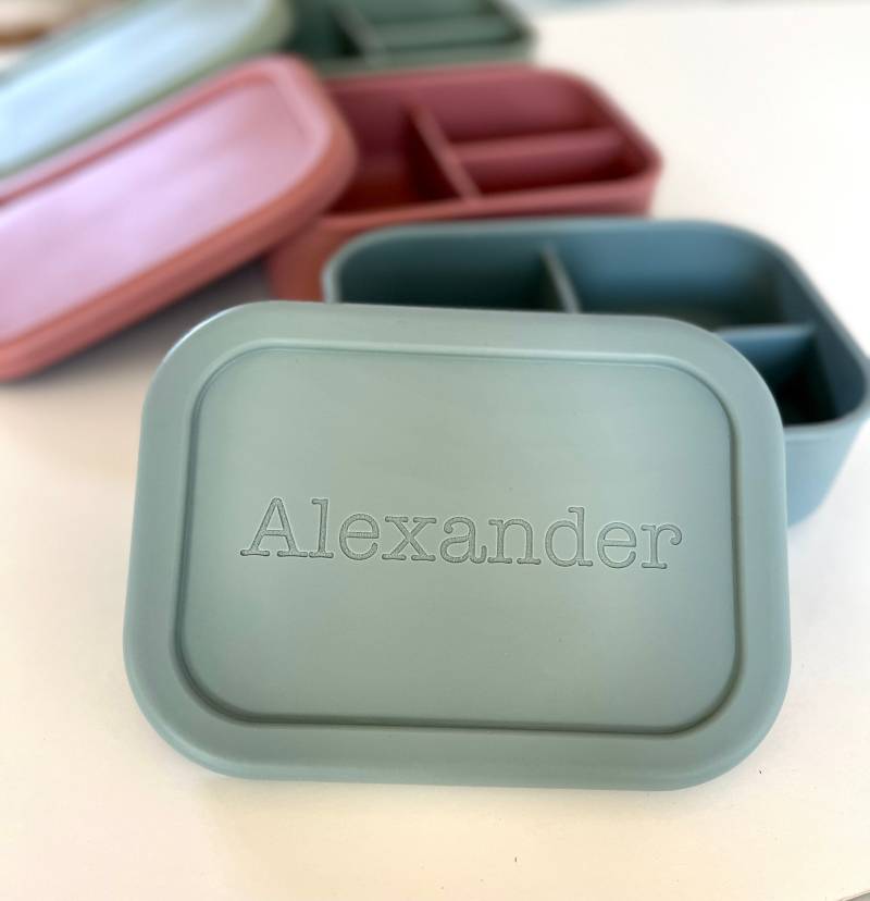 Bento Box Aus Silikon Name Personalisiert, Lunch Für Männer Und Frauen von thelittlePineCoShop