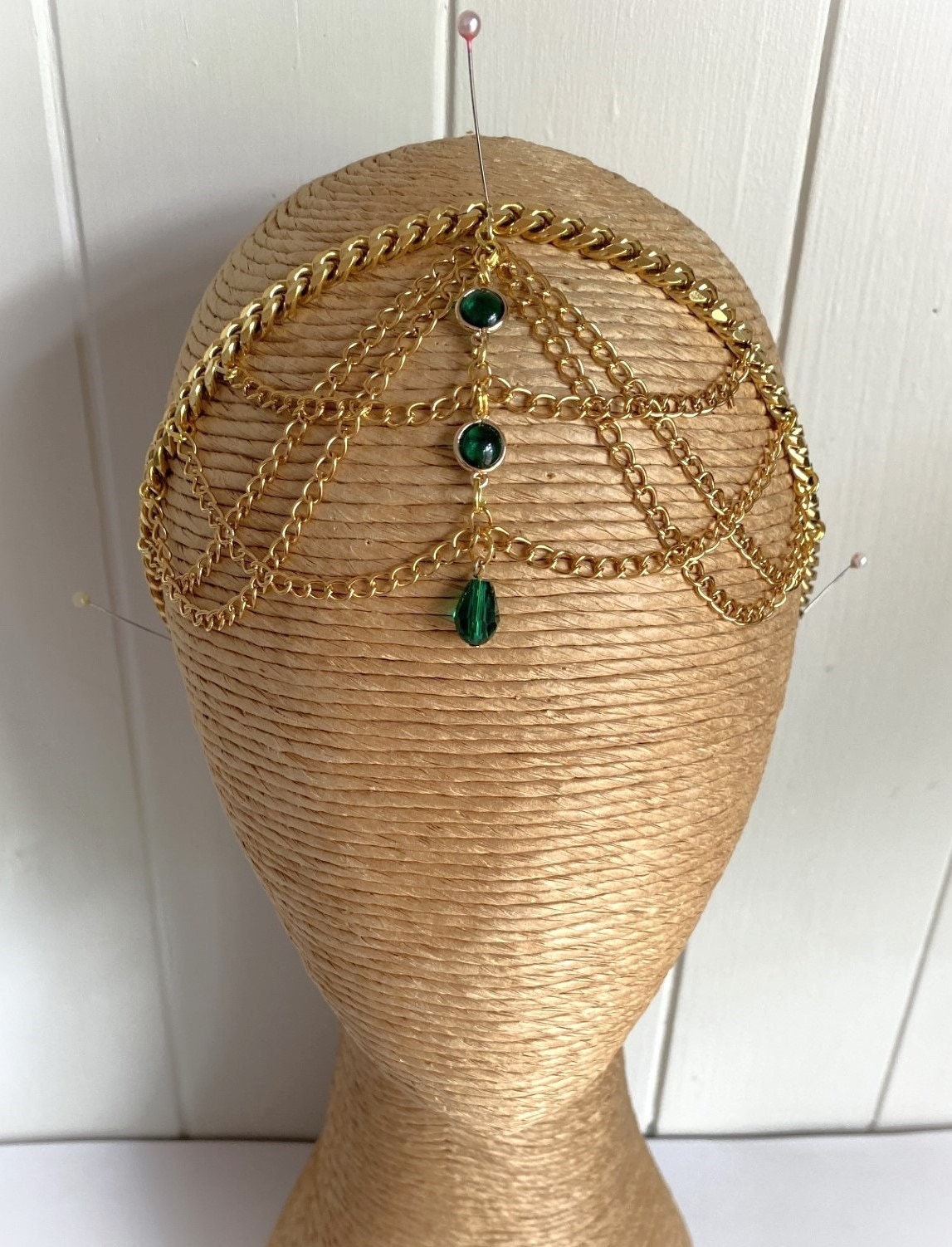 Grünes Headpiece Braut Kopfschmuck Hochzeitskopfschmuck Kette Boho Grün Grünes Headpiece Braut Kopfschmuck Hochzeitskopfschmuck Kette Boho Grün von thelittlepackof5