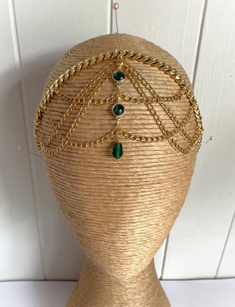 Grünes Headpiece Braut Kopfschmuck Hochzeitskopfschmuck Kette Boho Grün Grünes Headpiece Braut Kopfschmuck Hochzeitskopfschmuck Kette Boho Grün von thelittlepackof5