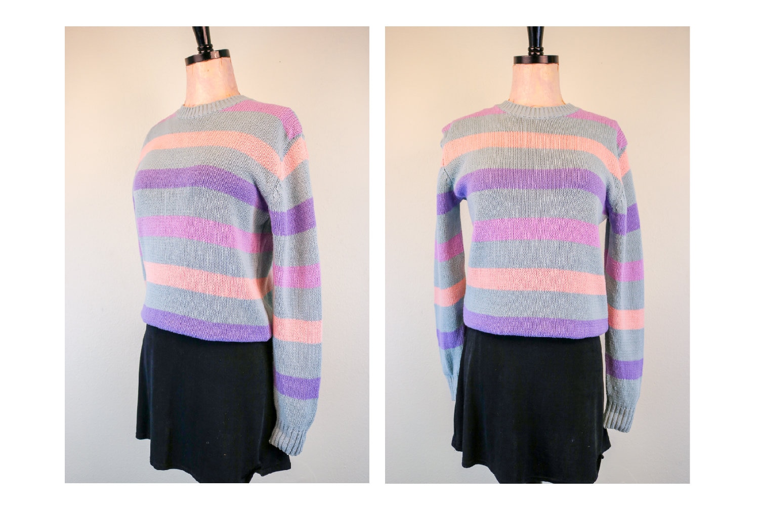 80Er Jahre Vintage Prep "Abercrombie & Fitch' Pastell Gestreift Stricken Pullover von thelivingroomvintage