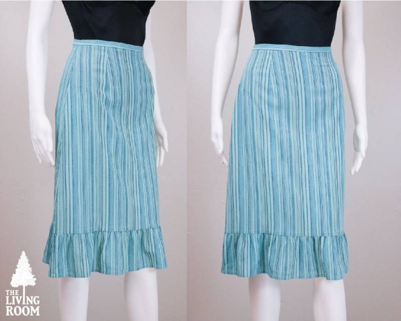 90Er Jahre Blau Gestreiften Rock von thelivingroomvintage