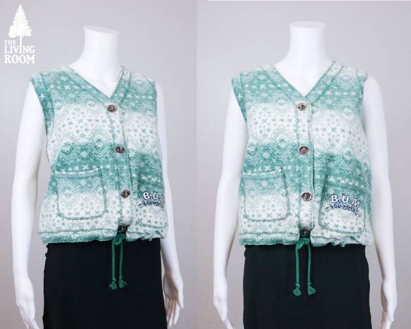 90Er Jahre Vintage Weiche Fleece B.u.m. Ausrüstung Weste Mit Kordelzug Und Taschen von thelivingroomvintage