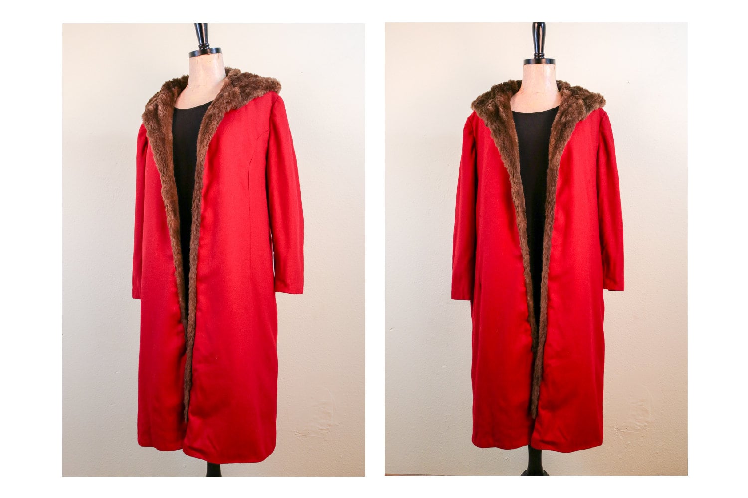 Lange Wolle Kaninchen Gefüttert Kapuzenjacke Rotkäppchen Haube Renaissance Mantel von thelivingroomvintage