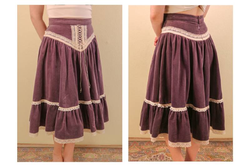 Velvet Purple Lavender Gunne Sax Style Lace Up Ren Faire Fairy Boho Hippie Peasant Rock von thelivingroomvintage