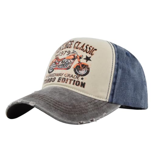 thematys Trucker Cap - Vintage Classic & Shark Hai Design, 100% Baumwolle, 54-60 cm, Atmungsaktiv, Sommer Denim Look, Outdoor, Used Washed (DE/NL/SE/PL, Alphanumerisch, Einheitsgröße, Style007) von thematys