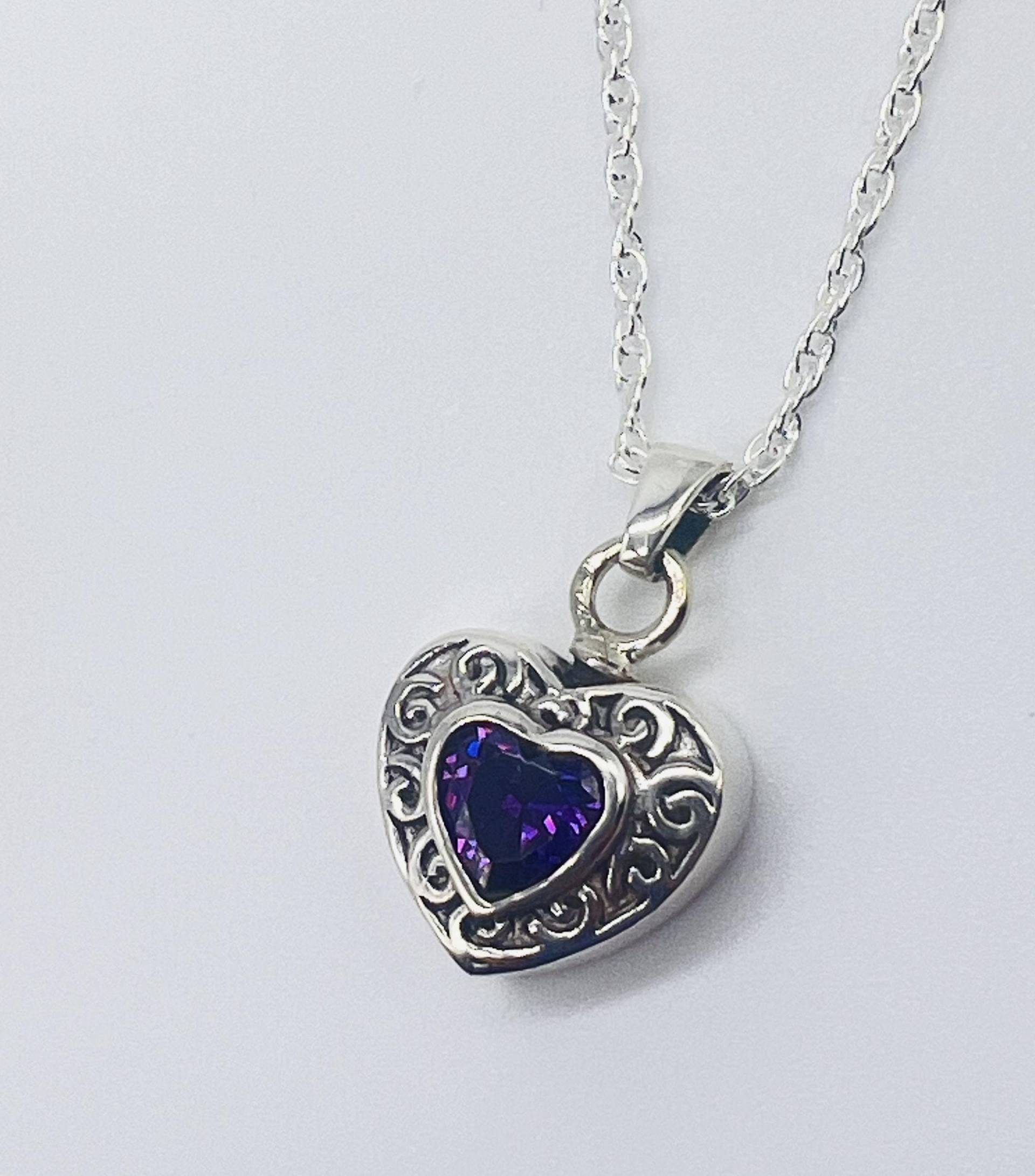 Einäscherung Herz Mit Amethyst Stein Feuerbestattung Anhänger Urne Halskette Denim Schmuck Asche von thememoryboutique