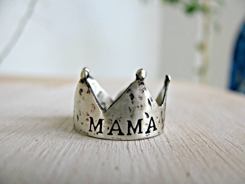 Mama - Schwarzer Oxidierter Kronenring, Oben Knuckle Ring, Tiara Schwarzer Silber Midi Chevalier Prinzessin 925 Sterling Band von theophanojewel