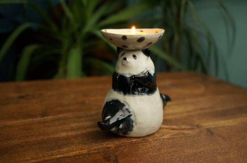 Handgemachter Keramik Panda Zubehör Halter, Räucherstäbchenhalter Handgemachter Keramik Panda Zubehör Halter, Räucherstäbchenhalter von thepaperzookeeper