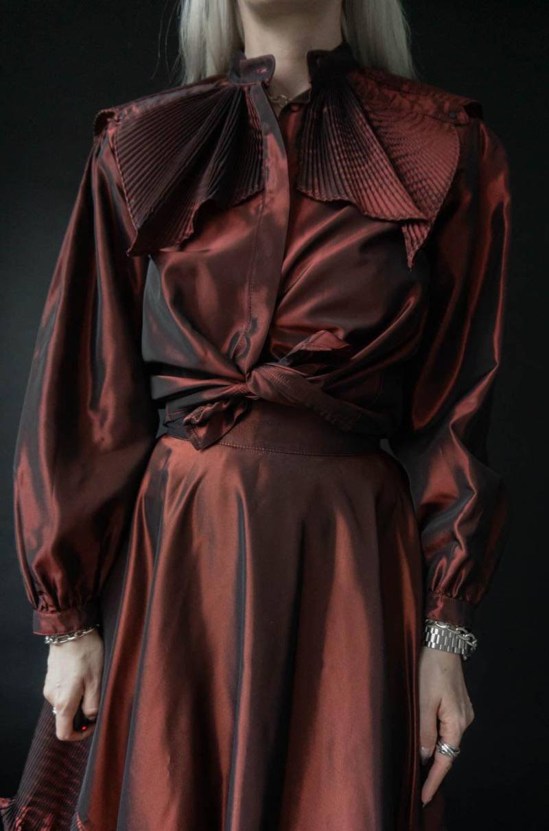 Vintage Bluse Rot Shiny 70S 70Er Vampy von theplaincircle