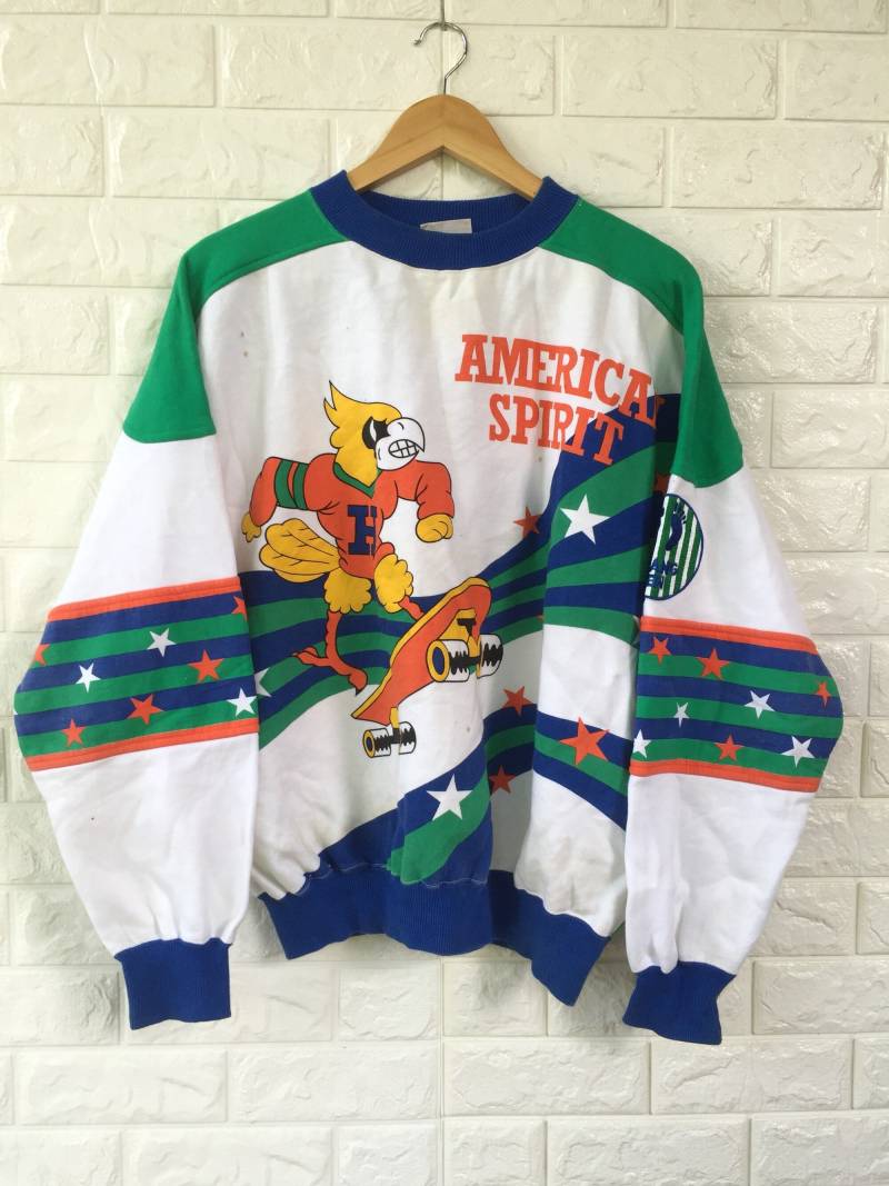 Vintage Hang Ten Sweatshirts Mit Rundhalsausschnitt Allover Print Sz L America Spirit Skate Champion von thepurixvintage