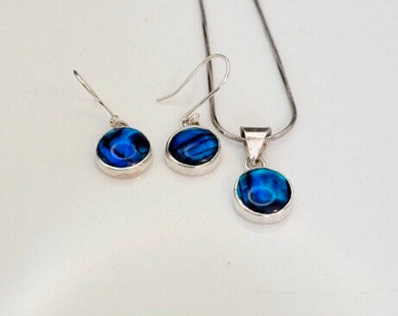 Sapphire Blau Schmuck Set, Sterling Silber Ohrring Und Anhänger, September Geburtsstein von thesilverman