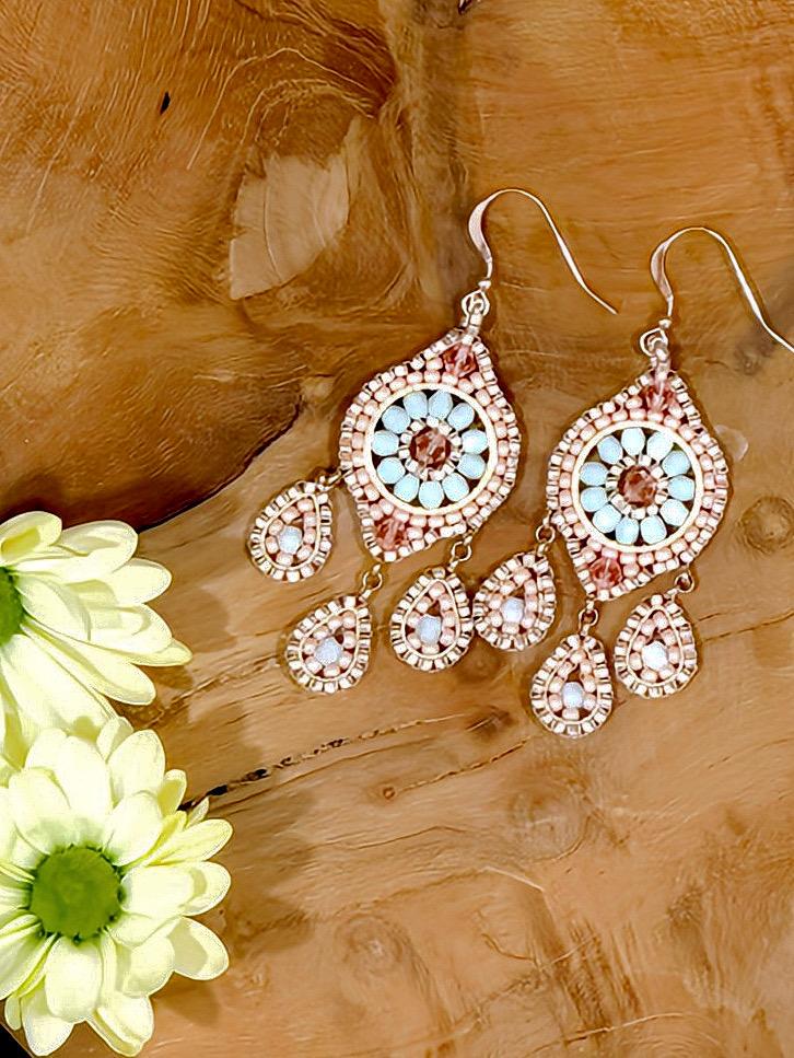 Boho Ohrringe Im Chandelier-style - Handgefädelt, Myjuki, Glasschliff, Swarovski Perlen, Boho, Fädelohrringe von thesoulpiecefactory