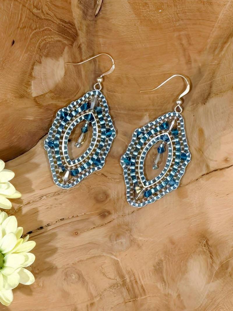 Hängeohrringe Im Boho-style in Besonderer Form - Handgefädelt, Myjuki, Glasschliff, Swarovski Perlen, Boho, Fädelohrringe Hängeohrringe Im Boho-style in Besonderer Form - Handgefädelt, Myjuki, Glasschliff, Swarovski Perlen, Boho, Fädelohrringe von thesoulpiecefactory