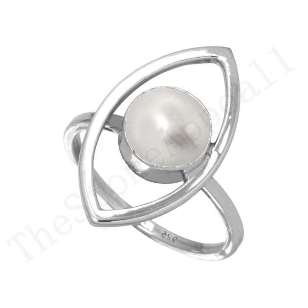 Natürlicher Perlen Ring, Runder Edelstein, Designer 925 Sterling Silber, Frauen Statement Erschwinglicher Boho Geschenk Silber von thestoneappeal1