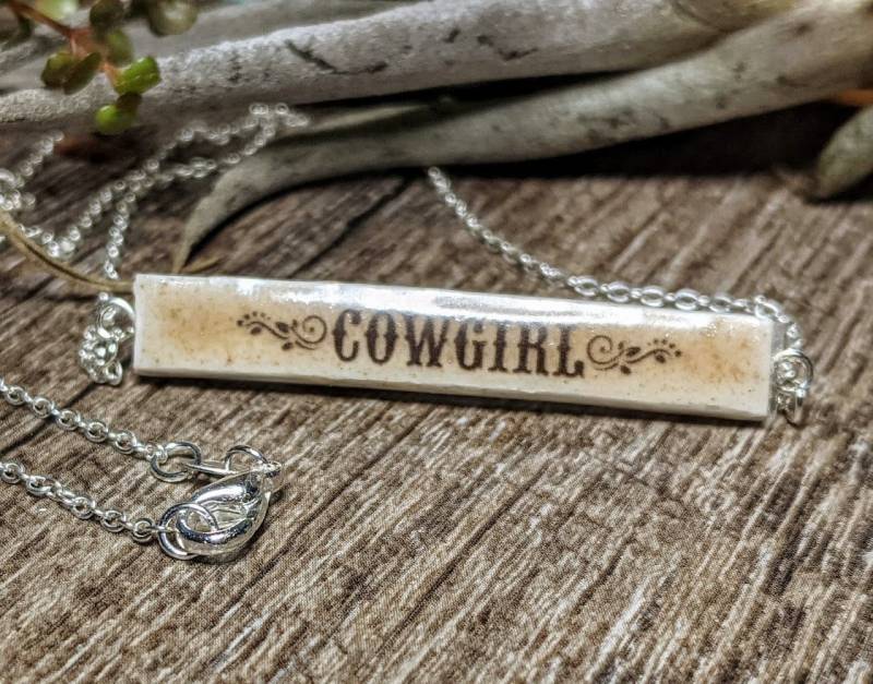Personalisierte Name Bar Halskette Reversible Cowgirl Schmuck von theswych