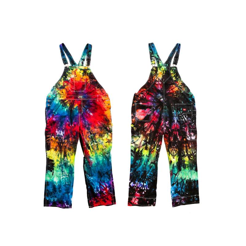 Batik Damen Latzhose - Dickie's Slim Fit Mit Comfort Stretch Hippie Overall Jeans Regenbogen Größen S-3xl von thetiedyehippie