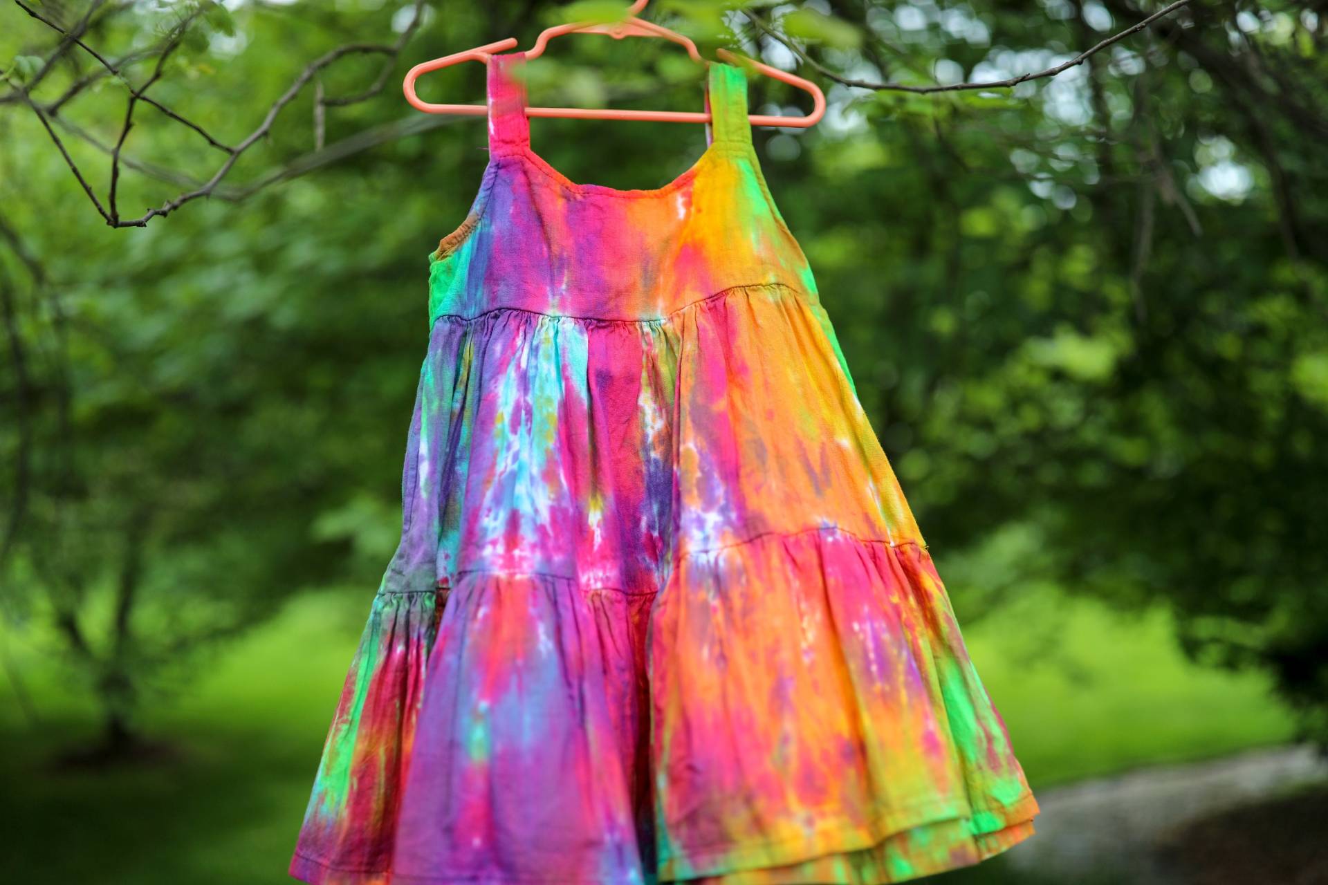 Krawatte Kleid - Mädchen Dye Regenbogen Perfektes Für Twirling Sommerkleid Hippie Größen 12 Monate Jugend 8 von thetiedyehippie