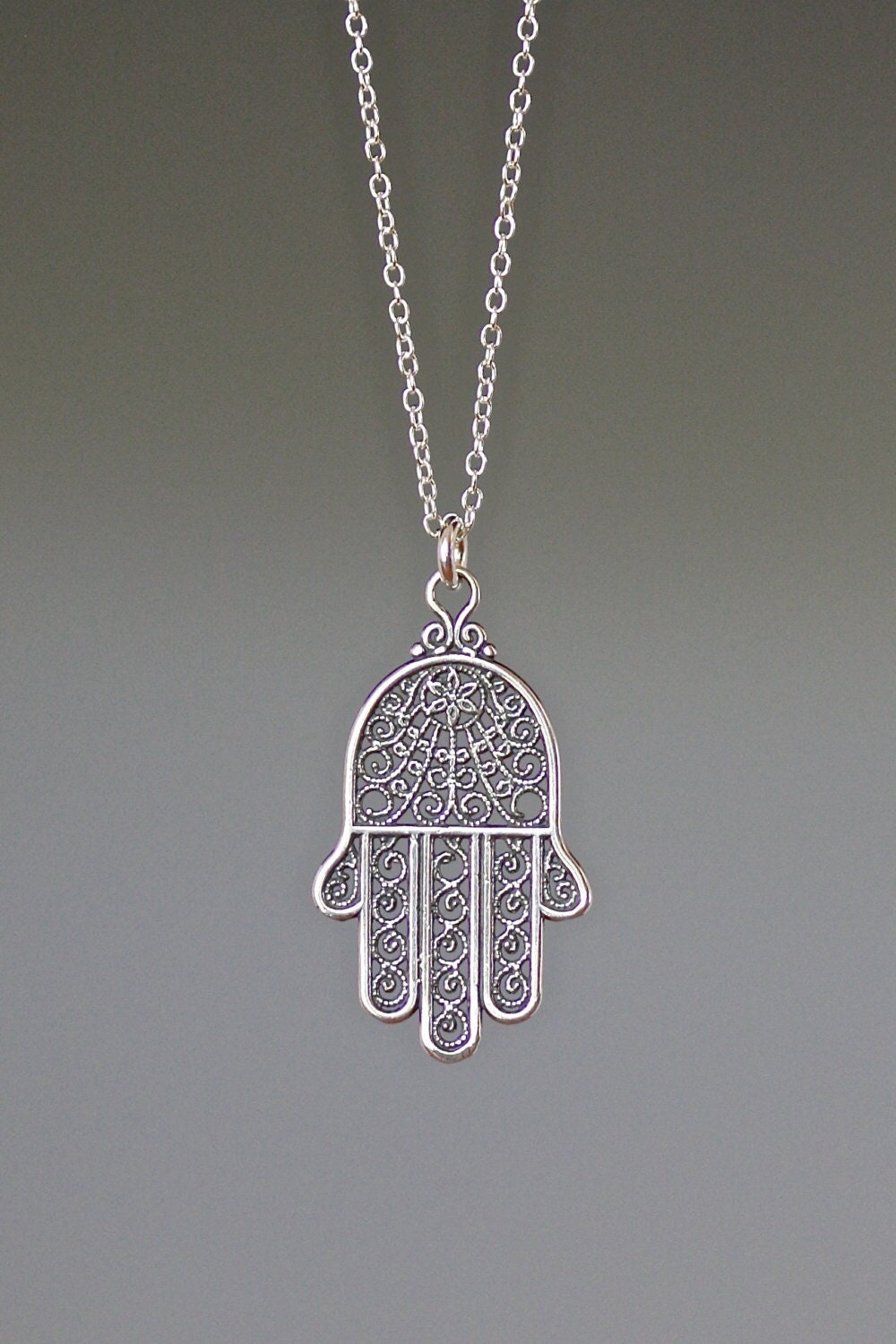 Silber Hamsa Halskette - Filigrane Hand Der Fatima Anhänger Judaica Schmuck Silber Hamsa Halskette - Filigrane Hand Der Fatima Anhänger Judaica Schmuck von thetimeoutcollection