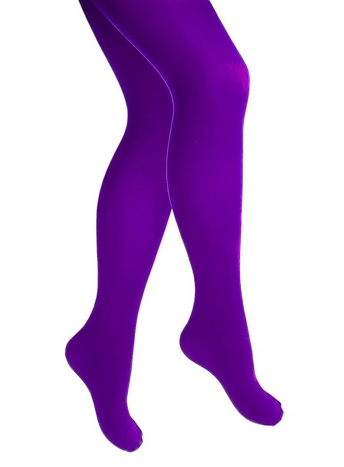 thetru Strumpfhose Blickdichte Strumpfhose Kinder lila (1 St) Blickdichte, einfarbige Strumpfhose für Kinder von 4 bis 14 Jahre von thetru