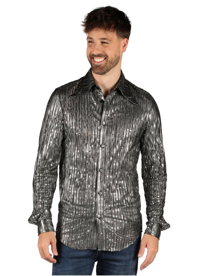 thetru T-Shirt Disco Dancer Hemd silber Eleganz mit Glanz: schillerndes Shirt für Herren von thetru