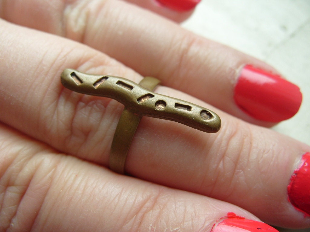Kostenloser Versand Vintage Brass Band Unisex Industrielle Ringgröße 8 von theturniptruck