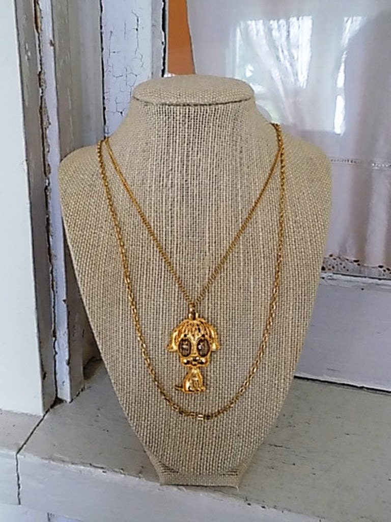 Kostenloser Versand Vintage Hündchen Geschichteten Kette Halskette Mit Strass-Auge-Akzenten von theturniptruck
