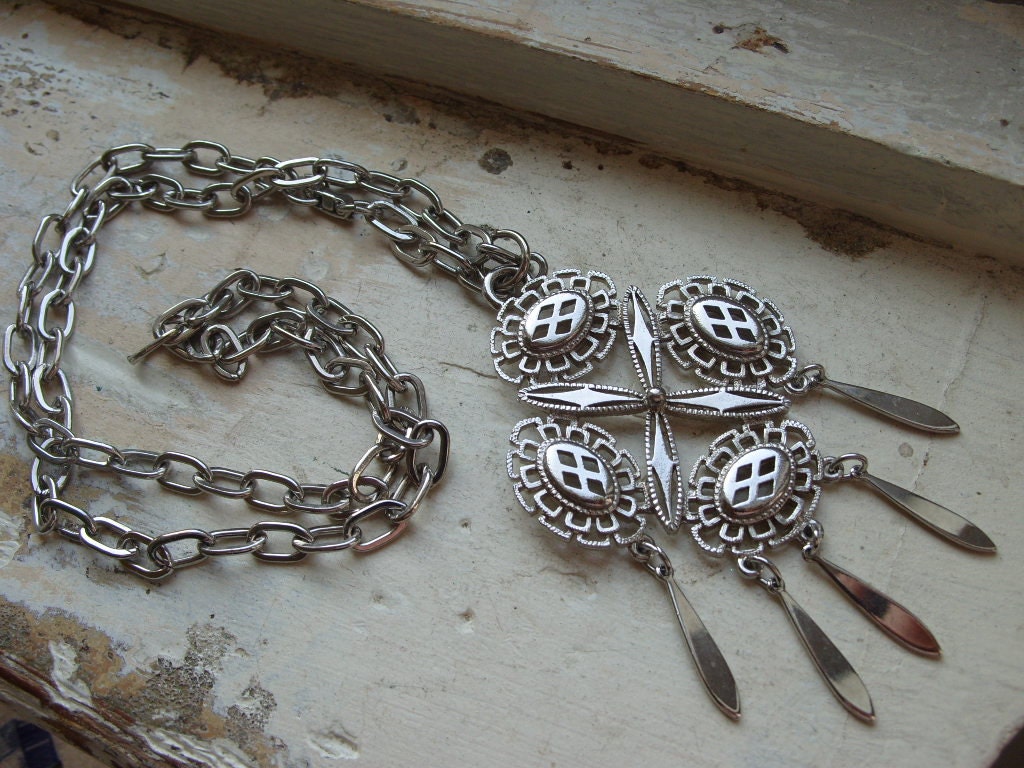 Kostenloser Versand Vintage Silber Mitte Jahrhundert Modernes Design Halskette von theturniptruck