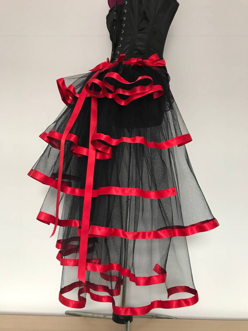 Neuer Halloween Schwarz Roter Bandbesatz Burlesque Steampunk Tournüre Gürtel Alle Größen Erhältlich. Auch Andere Farben Möglich, Bitte Einfach von thetutustoreuk
