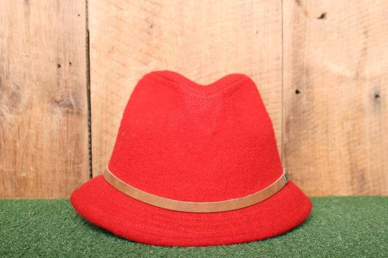 Sz. L | Passend Für 7 1/4 | Vintage Eddie Bauer Rote Wollmischung Fedora Mütze - Geänderte Und Reparierte Krempe von thevintagetruth